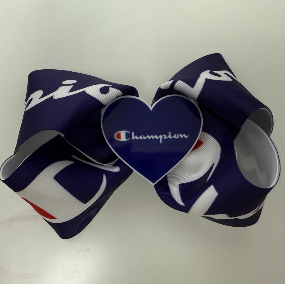 Champion Logo Blue Hair Bow